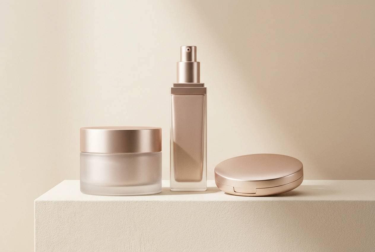 luxury cosmetic packaging in rose tones