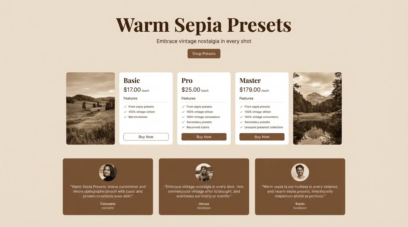 preset landing ui warm browns