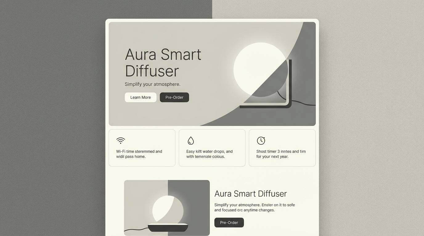 minimal product landing ui