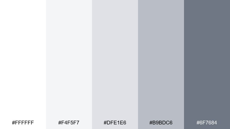 quiet sterling color palette with hex codes