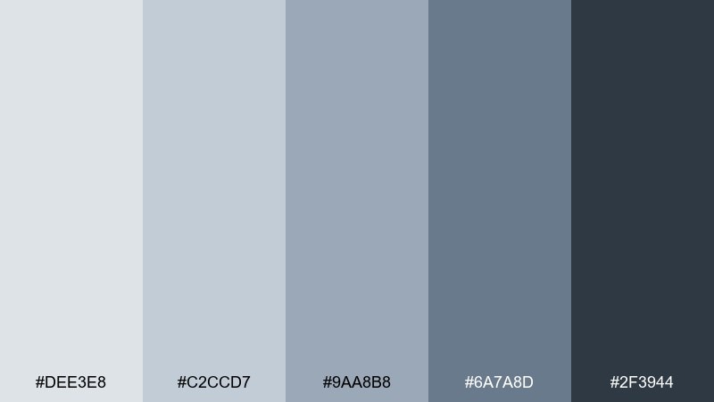 rainy day bluegray color palette with hex codes