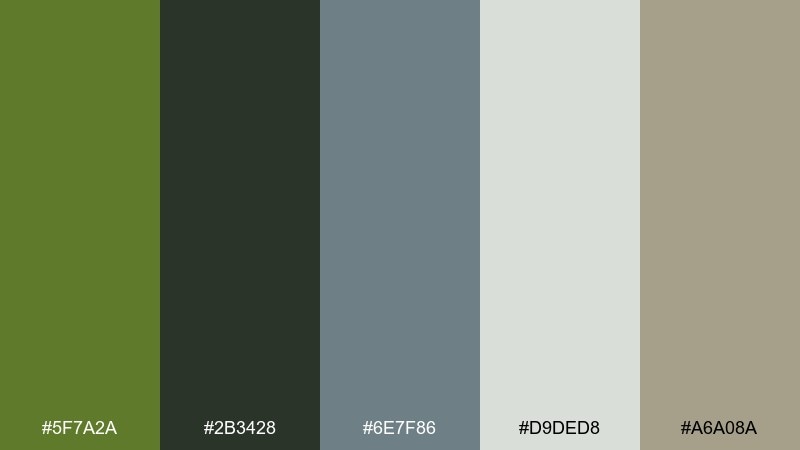 rainy trail color palette with hex codes