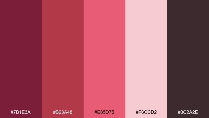 raspberry mocha color palette with hex codes