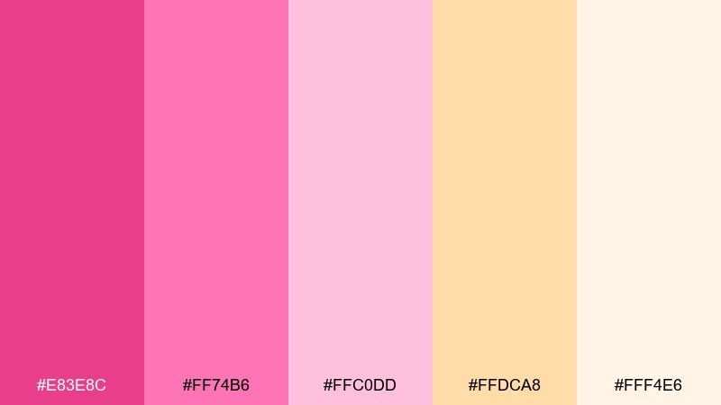 raspberry sorbet color palette with hex codes