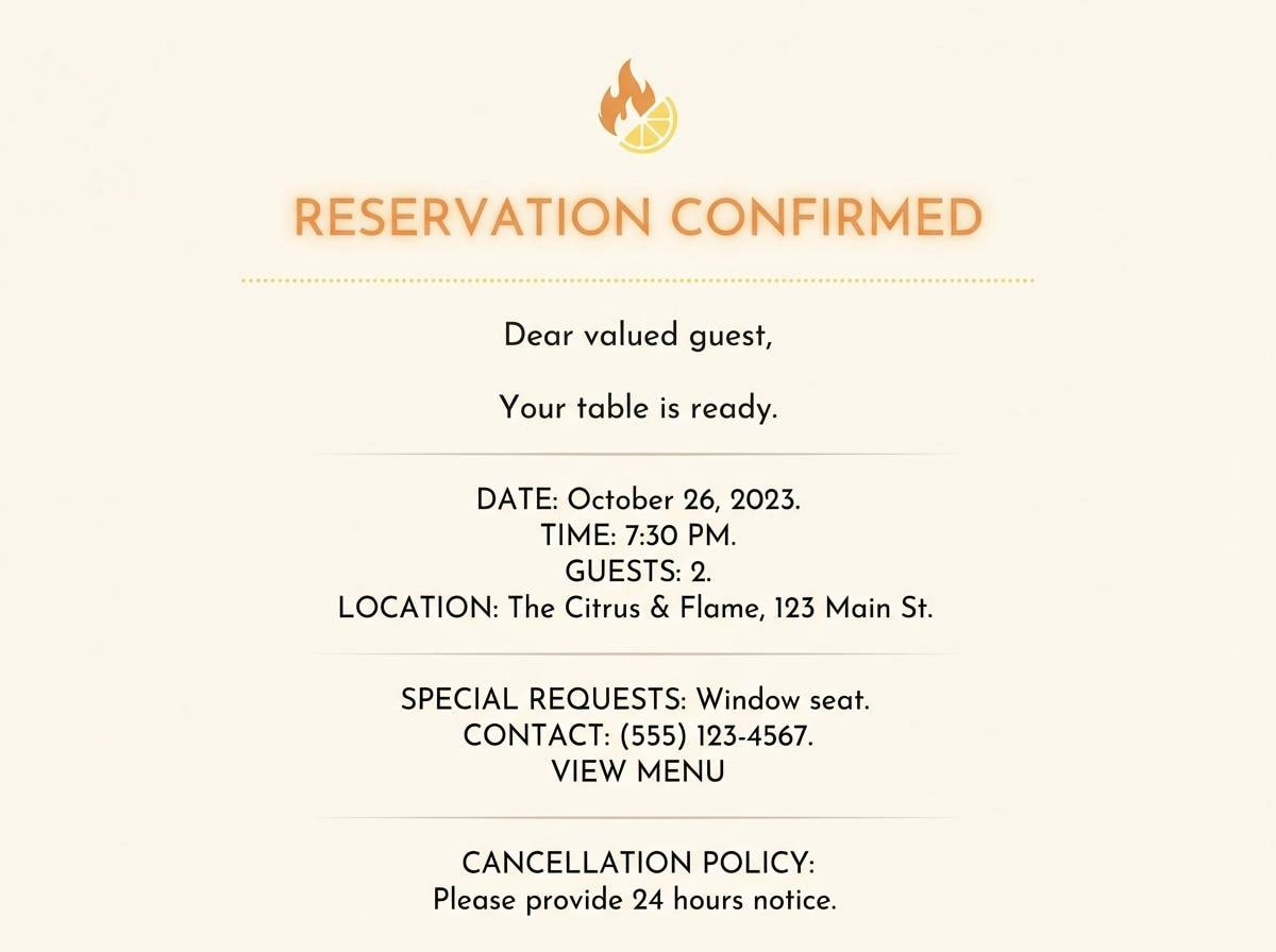 restaurant email template