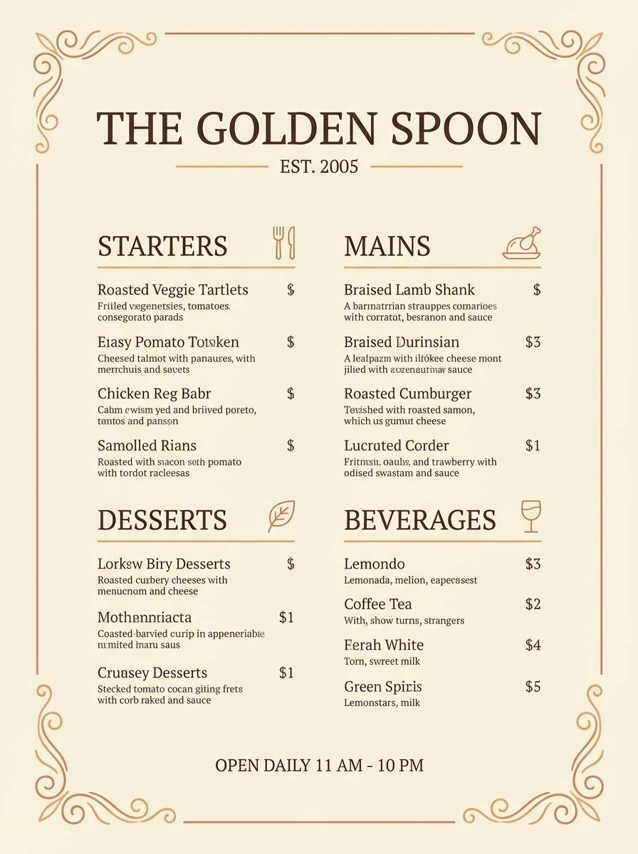 warm neutral restaurant flyer