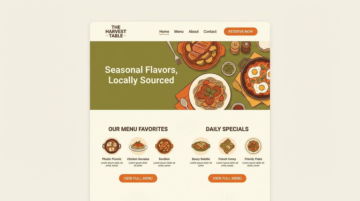 restaurant website ui