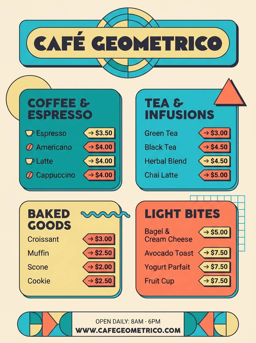 retro cafe menu layout