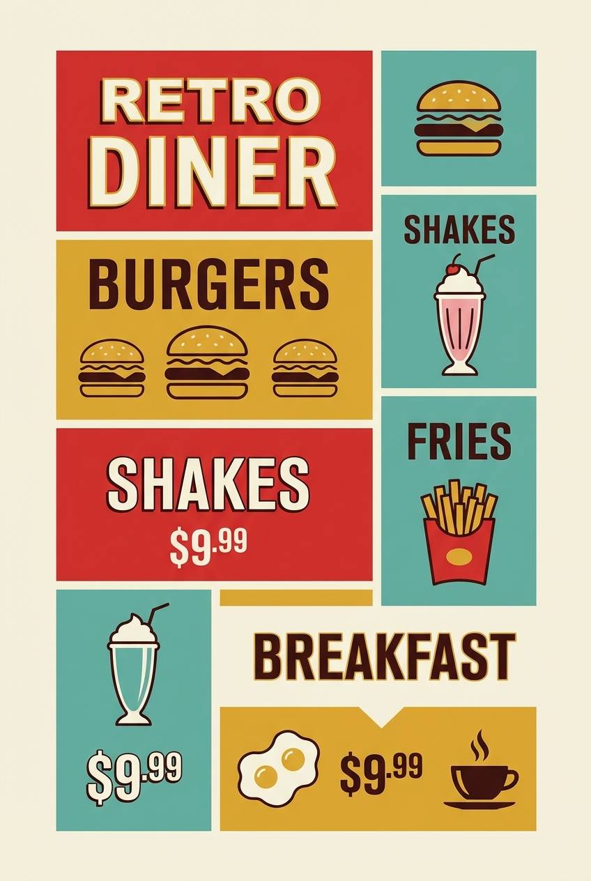 retro cafe menu poster