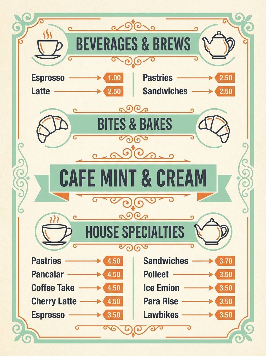 retro cafe menu design