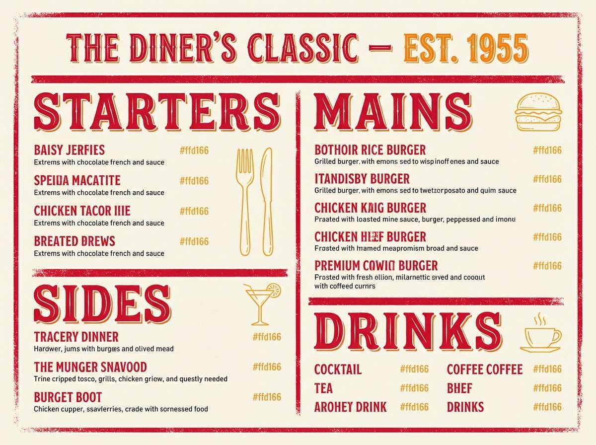 retro cocktail menu layout