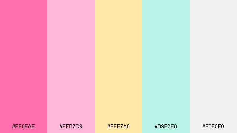 retro diner pastels color palette with hex codes