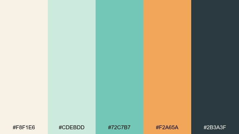 retro mint soda color palette with hex codes