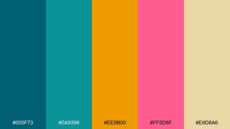 retro poolside color palette with hex codes