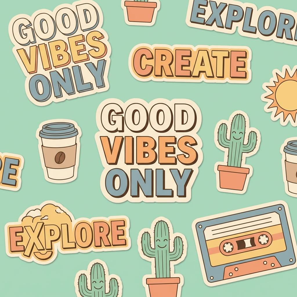 retro pastel sticker designs