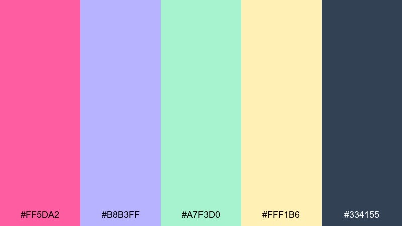 ribbon dance color palette with hex codes