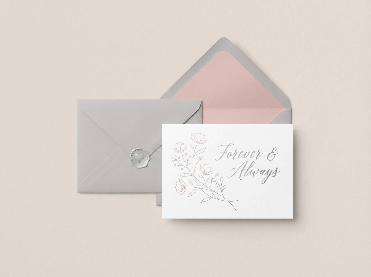 stationery set in quartz rose tones