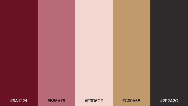 rose brass color palette with hex codes