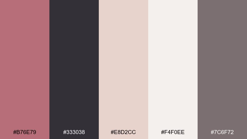 rose gold charcoal studio color palette with hex codes