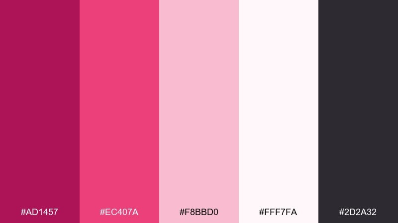 rose gold editorial color palette with hex codes