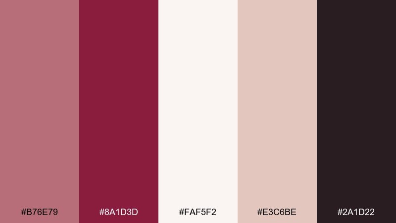 rose gold minimal ui color palette with hex codes