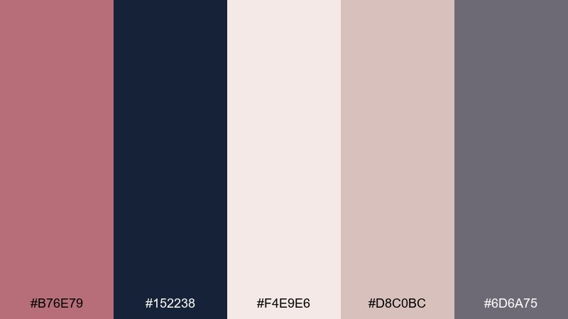 rose gold navy edge color palette with hex codes
