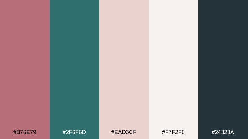 rose gold teal contrast color palette with hex codes