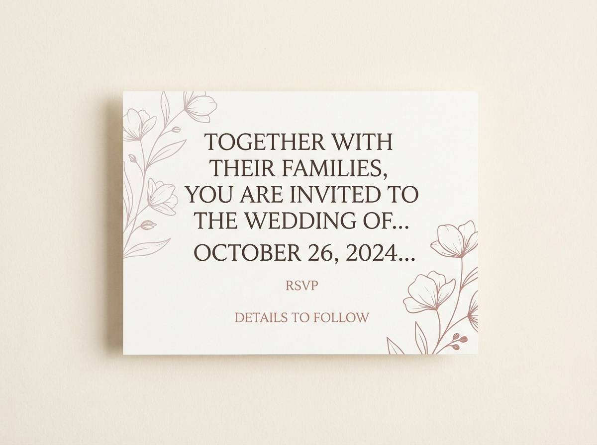 rose linen wedding invitation