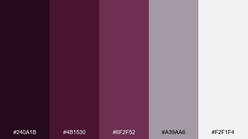 royal fig and fog color palette with hex codes
