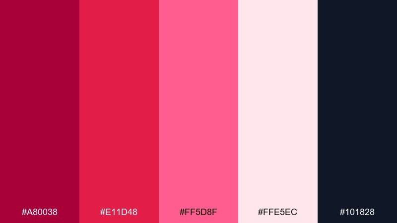 ruby blush contrast color palette with hex codes
