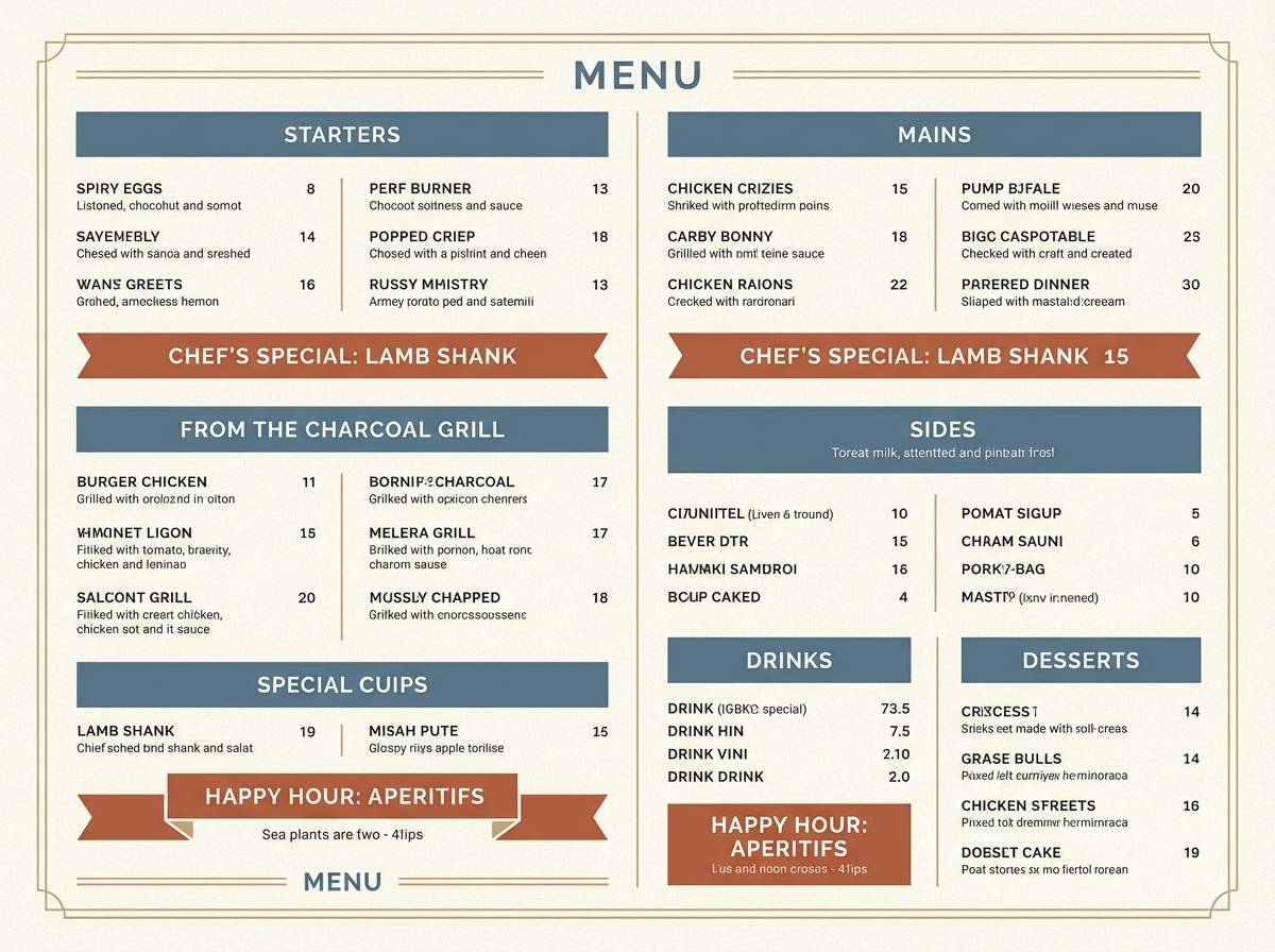 rustic cafe menu design