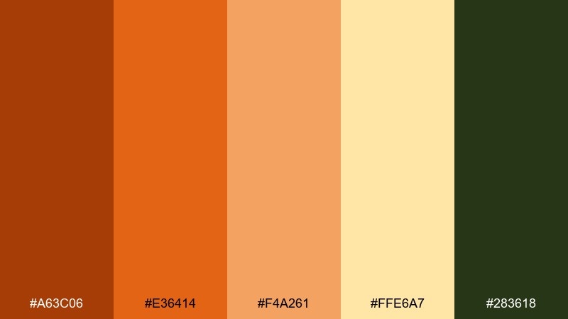 rusty sunbeam color palette with hex codes