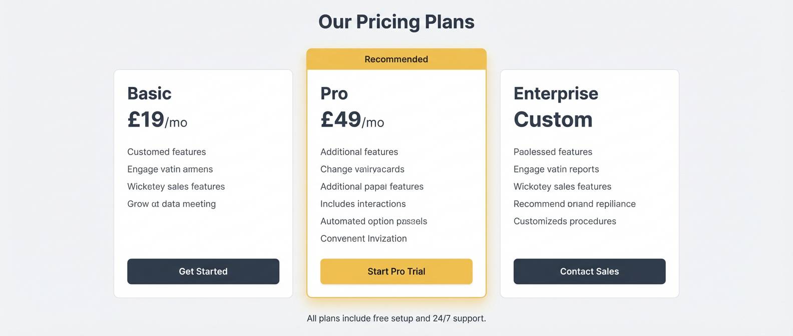saas pricing section