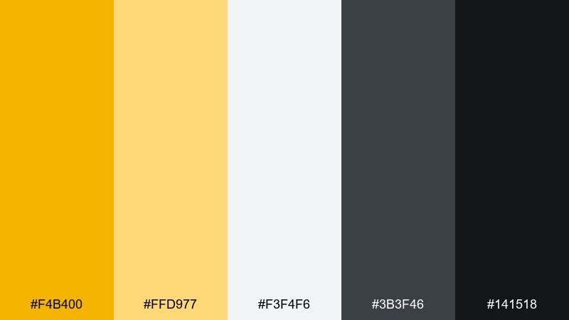 saffron and charcoal color palette with hex codes