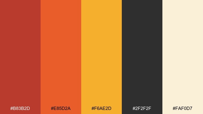 saffron brick color palette with hex codes