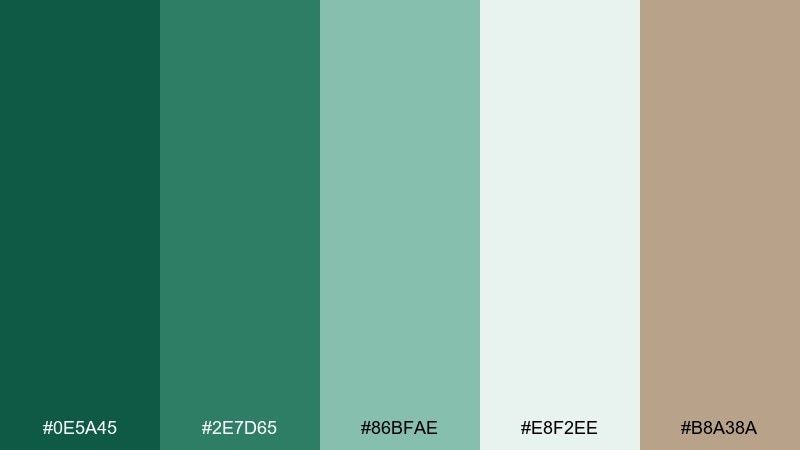 sage and emerald calm color palette with hex codes