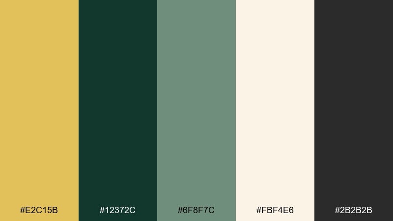 sage and gold social tiles color palette with hex codes