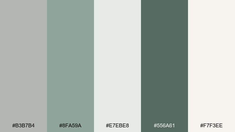 sage ash color palette with hex codes
