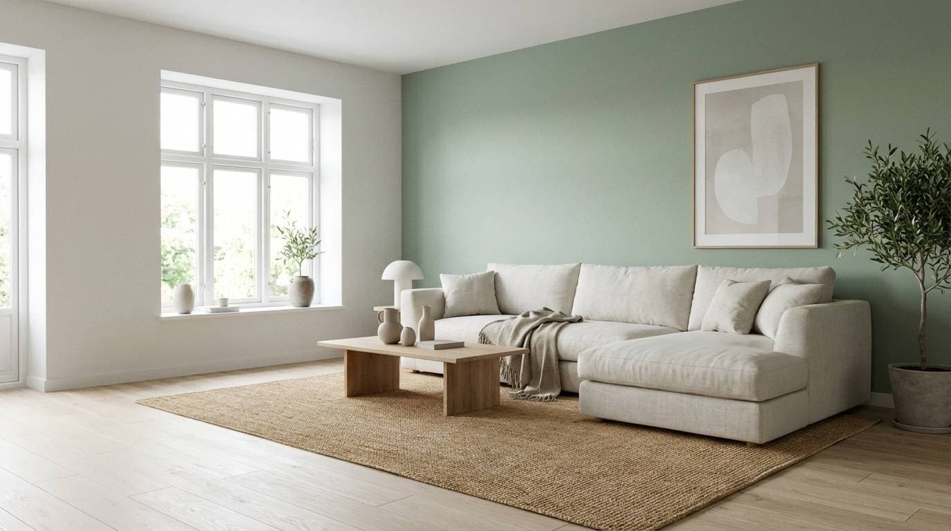 sage and tan living room