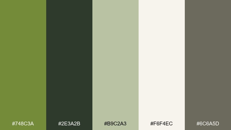 sage office calm color palette with hex codes