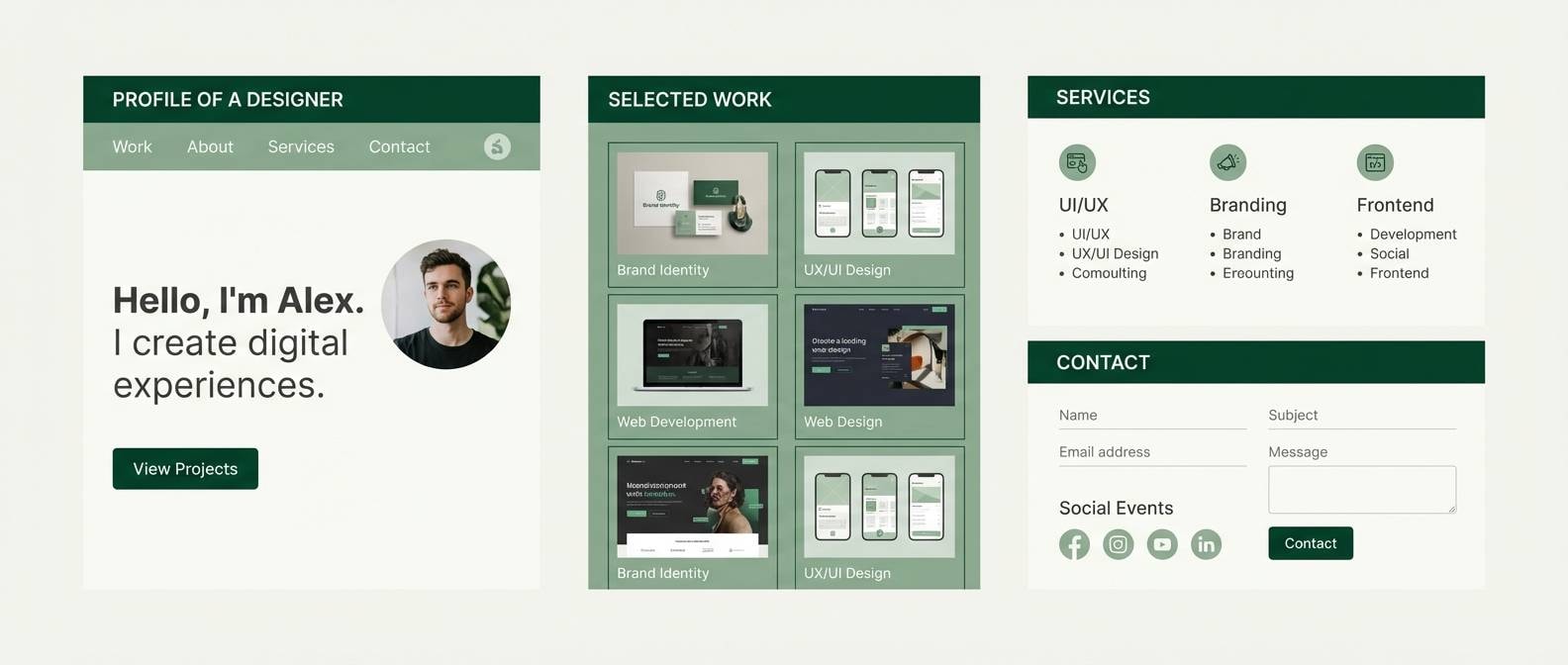 minimal sage green portfolio