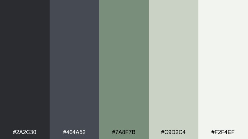 sage studio charcoal color palette with hex codes