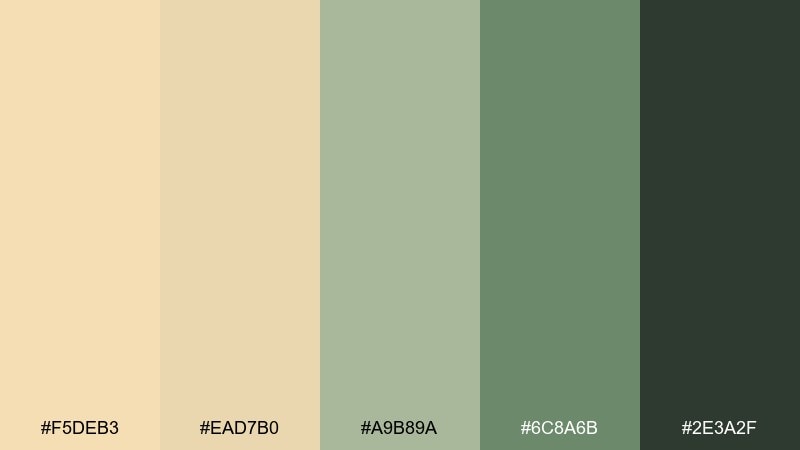 sage wheat calm color palette with hex codes