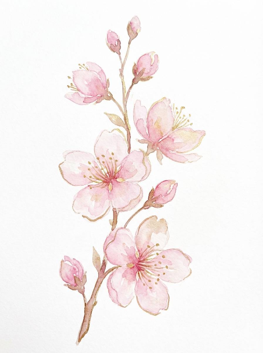 sakura watercolor poster