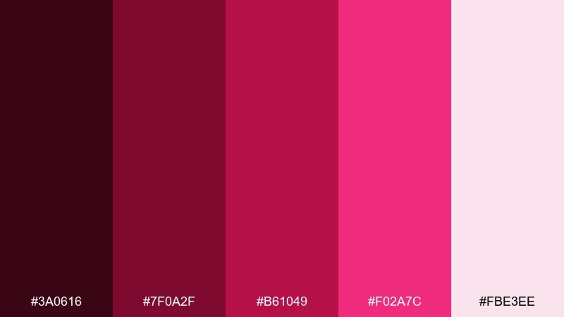 sangria bloom packaging color palette with hex codes