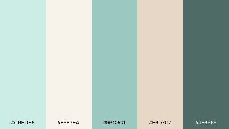 seafoam linen color palette with hex codes