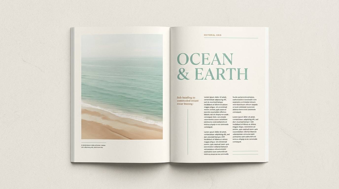 seafoam neutral editorial layout