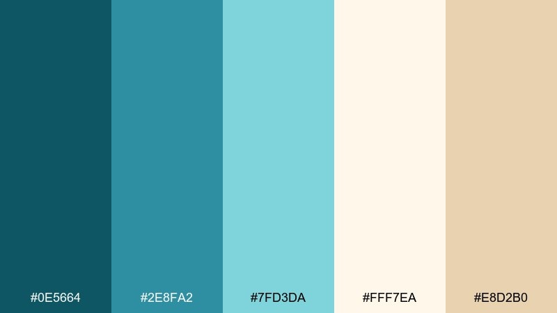 seafoam sand color palette with hex codes