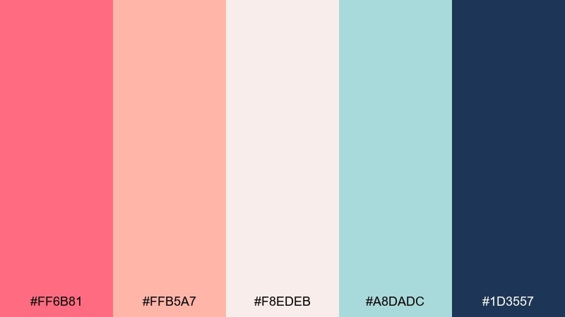 seaside coral color palette with hex codes