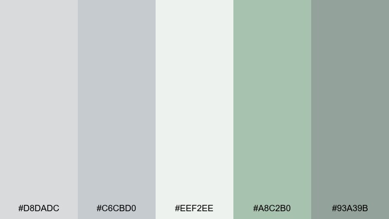 silver sprout color palette with hex codes